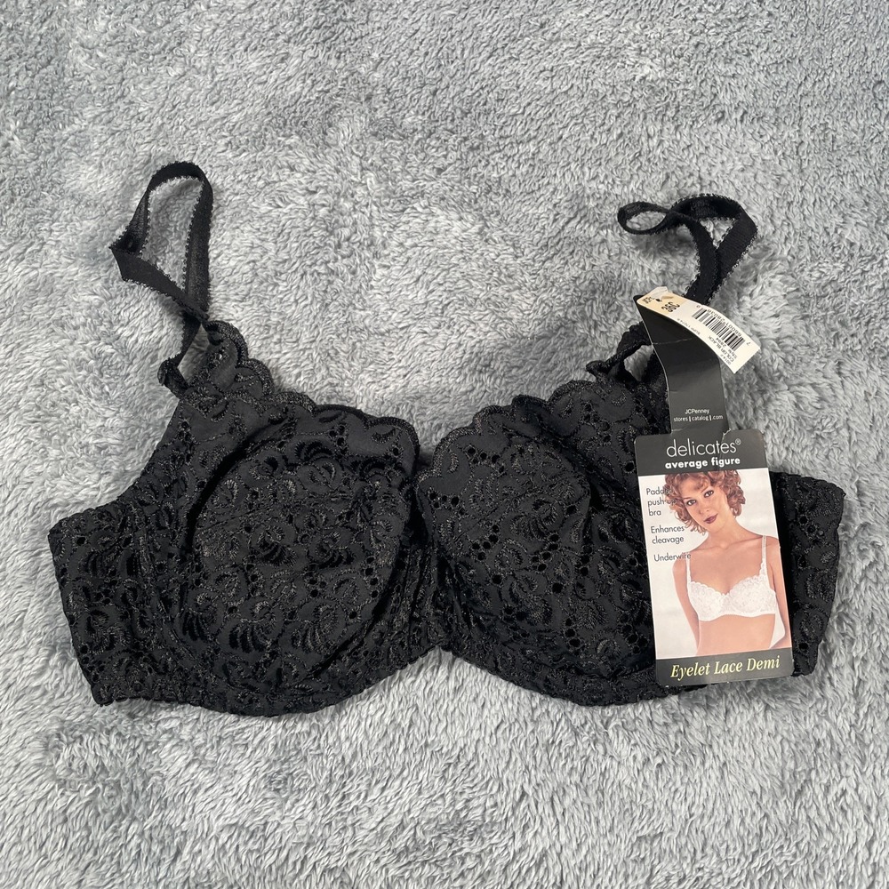 VTG Delicates The Amazing Average Figure Underwire Bra Size 36C 2894 Lace Demi